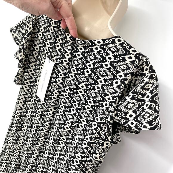 Collective Concepts NWT Flutter Sleeve Embroidered Dress SZ XS Black White Multi - Picture 5 of 8